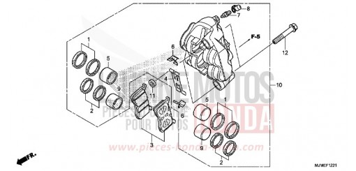 LEFT FRONT BRAKE CALIPER (VFR800XH/J/K) VFR800XH de 2017